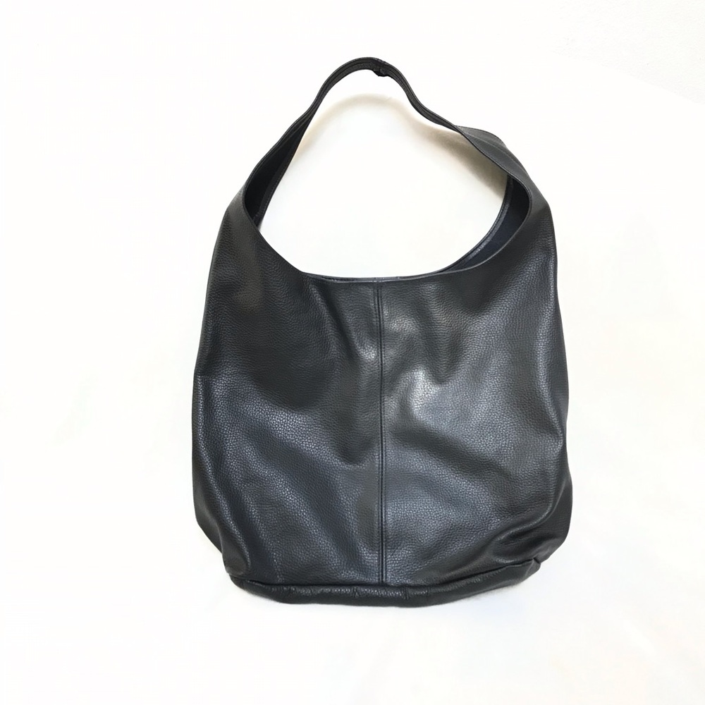 XL Large Classic Black Leather Hobo Bag - Genuine Italian Dollaro Leather